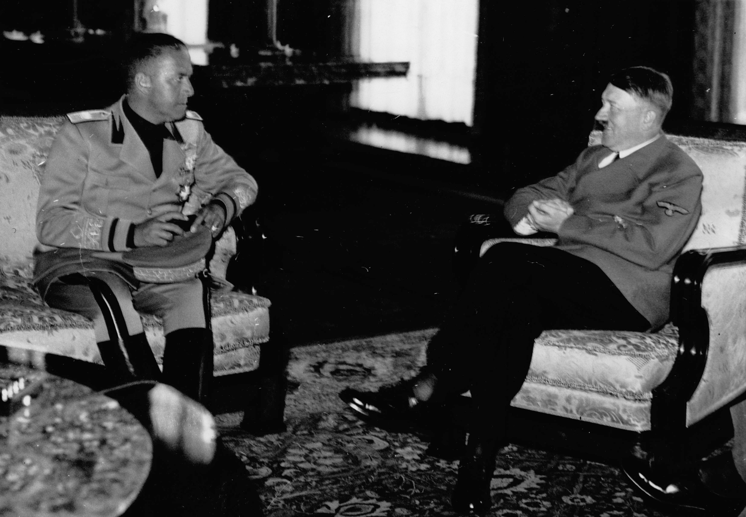 Adolf Hitler in conversation with the Italian Foreign Minister Count Galeazzo Ciano in the Reich Chancellery